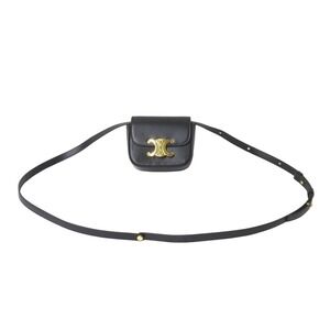 CELINE Claude Shoulder Bag Black Shiny Calfskin